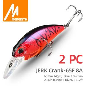 MEREDITH 저크 크랭크 M65 플로팅 14g 핫 모델 낚시 미끼 하드 미끼 11 색 워블러 크랭크 품질 전문 깊이 2.0-2.5m