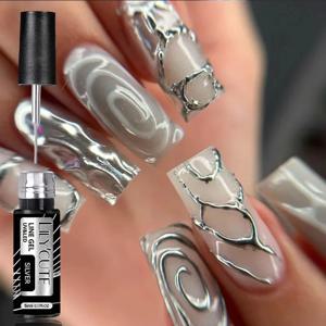 LILYCUTE 5ml 슈퍼 브라이트 실버 메탈릭 페인팅 라이너 젤 매니큐어 드로잉 스트라이프 그래피티 미러 풀 라인 UV 젤 바니시