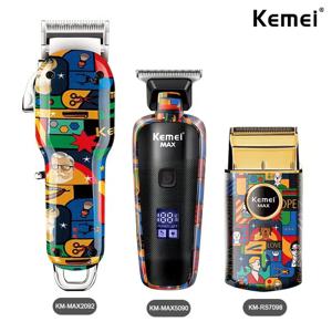 Kemei 충전식 낙서 패턴 전기 머리 깎기 전문 이발사 트리머 남자 면도기 Km-MAX2092 KM-MAX5090 KM-RS7098