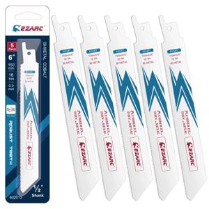 5PCS 바이메탈 코발트 왕복 톱 블레이드 얇은 금속 절단 용 6 인치 18TPI R622PT 세이버 톱 블레이드 내구성 절단 도구