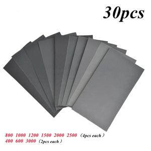 30Pcs 습식 건식 사포 400-2500 그릿 샌딩 종이 연마 도구 모래 종이 400 600 3000 800 1000 1200 1500 2500 그릿