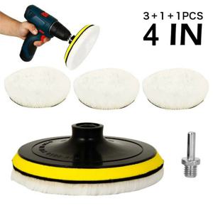 5Pcs 4 인치 몰려 들고 샌딩 디스크 후크 및 루프 백업 버핑 패드 전기 드릴 폴리 셔에 대 한 양모 연마 휠