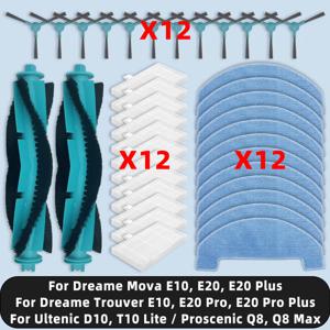 호환 Dreame Mova E10, E20, E20 Plus / Trouver E10, E20 Pro, E20 Pro Plus / Ultenic D10, T10 Lite / Proscenic Q8, Q8 Max / MONSGA MS1 MAX 교체 부품 액세서리, 메인 사이드 브러시 걸레 천 필터