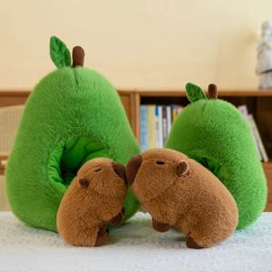 35cm 오두막 플러시 Capibala 인형 부드러운 동물 아보카도 마우스 플러시 장난감 아보카도 인형 어린이와 소녀의 선물 Capybara 베개