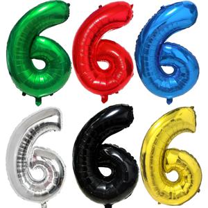 멀티 컬러 큰 숫자 6 풍선 32 인치 1 2 3 4 5 6 7 8 9 생일 공 빨간색 자리 독신 풍선 그림 Golob 풍선