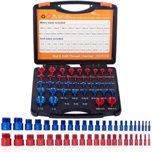 44PCS 너트 볼트 나사 검사기 크기 게이지 나사 게이지 고정 볼트 또는 나사 구멍 감지에 적합
