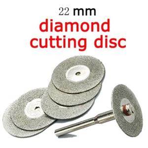 5pcs 22mm 다이아몬드 커팅 디스크는 Dremel 드릴 맞춤 로타리 도구 용 1pcs 연결 생크가있는 미니 다이아몬드 톱 블레이드를 잘라냅니다.