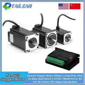 Nema 23 스텝퍼 모터 단일 샤프트, CNC 타각기 라우터 3D 프린터용 드라이버 키트, 8mm, 2 상 3A, 1.2Nm, 2Nm, 3Nm, TB6600