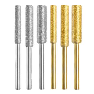 3Pcs 다이아몬드 코팅 원통형 버 4/4.8/5.5mm 전기 톱 숫돌 스톤 파일 체인 톱 조각 연삭 도구를 선명하게