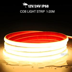 24V 12V IP68 COB LED 스트립 방수 3000K4000K 6000K 네온 불빛 수중 12V 320Leds/m 유연한 리본 테이프 RA90 조명