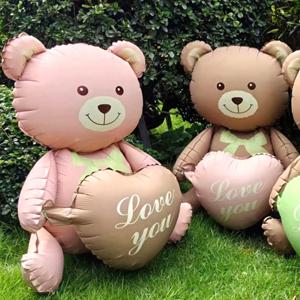 3D 거짓말 만화 매트 하트 베어 알루미늄 필름 풍선, 생일 파티, 발렌타인 데이 장식, 베이비 샤워에 적합