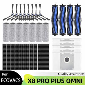 Ecovacs X8 Pro 옴니 액세서리용 메인 사이드 브러시 헤파 필터 걸레 먼지 봉투 교체 부품