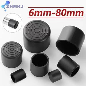 라운드 PVC 부드러운 고무 파이프 슬리브 튜브 캡 블랙 테이블 의자 발 패드 미끄럼 방지 바닥 보호 패드 6mm-80mm