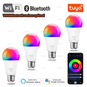 Tuya 스마트 LED 전구 E27 RGB 15W 20W Wifi 블루투스 Led 램프 홈 장식 조명 220V 110V Alexa Google Assistant