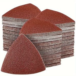10/60Pcs 샌딩 페이퍼 90mm 삼각형 후크 & 루프 샌드페이퍼 삼각형 맞춤 진동 멀티 도구 샌딩 패드 멀티 그릿
