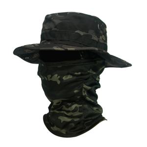 위장 넓은 챙 모자 Balaclava 세트 남자 야외 양산 Boonie 모자 접이식 어부 모자 낚시 태양 보호 모자
