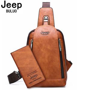 JEEP BULUO 남성용 크로스 바디 백 데일리 가슴 가방 빅 사이즈 고품질 대용량 분할 가죽 숄더 슬링 백 For iPad New