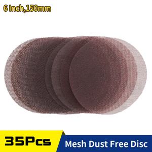 20/35 PCS 6 인치 메쉬 샌딩 디스크 150mm 후크 & 루프 80-600 그릿 먼지없는 네트 샌더 목재 자동차 용 안티 블로킹 샌드페이퍼