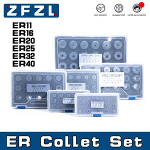 1 세트 ER11 ER16 ER20 ER25 ER32 ER40 스프링 콜레트 AA 고정밀 0.005mm CNC 밀링 공구 홀더 조각 기계 선반