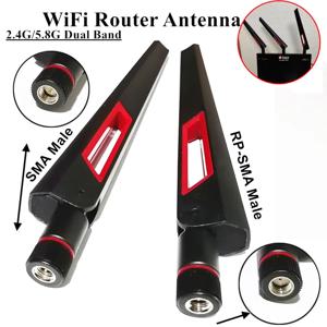 12dbi WIFI 안테나 2.4Ghz 5Ghz 5.8Ghz RP SMA 남성 범용 안테나 Wifi For ASUS 증폭기 WLAN 라우터 신호 부스터 안테나