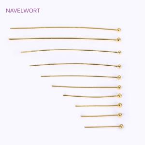 50 개/몫 황동 볼 헤드/플랫 헤드/아이 헤드 핀 쥬얼리에 대 한 용품 18K 골드 도금 핀 DIY 구슬 액세서리 도매