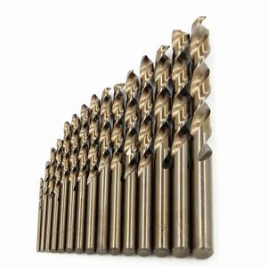 15pc M35 코발트 함유 로스티드 옐로우 스트레이트 생크 트위스트 드릴 1.5-10mm 고속 강철 전체 연삭 구멍 개방 도구 세트