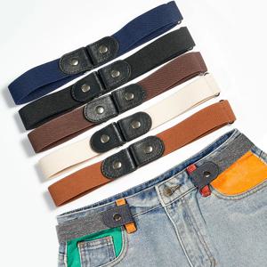 조정 가능한 스트레치 탄성 허리 밴드 보이지 않는 벨트 버클 프리 벨트 여성용 남성용 청바지 바지 드레스 버클 없음 착용하기 쉬운