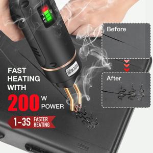 200W 핫 스테이플러 충전식 플라스틱 용접 기계 범퍼 수리 키트 플라스틱 수리 자동차 범퍼 수리를위한 납땜 인두
