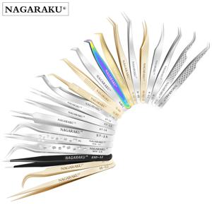 NAGARAKU 스테인레스 스틸 스트레이트 곡선 네일 도구 볼륨 속눈썹 정확한 족집게 니퍼 뾰족한 클립 세트 메이크업 도구
