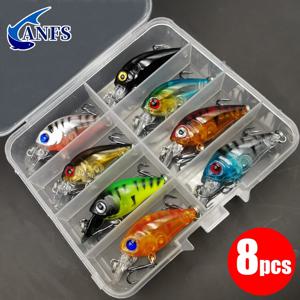 8pcs 낚시 미끼 키트 크랭크 미끼 미노우 플로팅 인공 미끼 탑워터 낚시 미끼