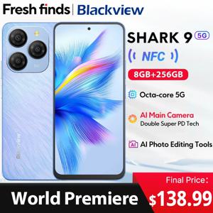 【세계 최초 공개】Blackview SHARK 9 5G 스마트폰 6.67'' HD+ IPS 90Hz 디스플레이 NFC 50MP AI 메인 카메라 GPS 안드로이드 14 모바일 폰
