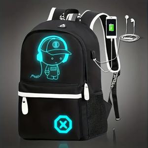 소년 소녀를위한 어린이 배낭 학교 가방 애니메이션 빛나는 학교 배낭 어린이 방수 책 가방 USB 충전 SchoolBag 선물