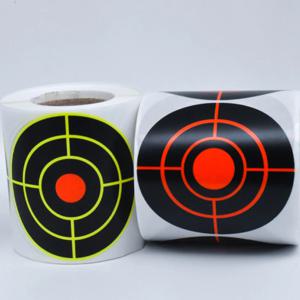 100 시트 임팩트 7.50cm 자체 접착식 슈팅 스티커 타겟 스플래터 스플래시 앰프 반응성 롤 색상(총알 눈)