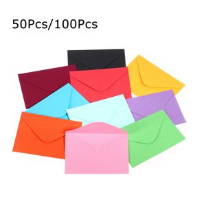 50/100Pcs 미니 종이 봉투 10x7cm 미니 선물 인사말 카드 명함 봉투 결혼식 초대장을위한 서양 봉투