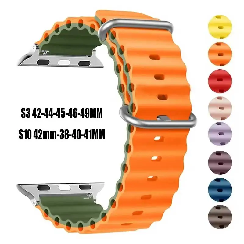 Apple watch 울트라 밴드 용 스트랩 49mm 44mm 45mm 41mm 40mm 38mm 44 45mm 1:1 오리지널 오션 벨트 iWatch 시리즈 9 10 8 7 se 밴드