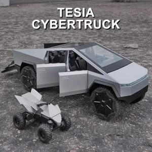 1/32 테슬라 Cybertruck 픽업 합금 자동차 모델 다이캐스트 금속 오프로드 차량 트럭 자동차 모델 소리와 빛 어린이 장난감 선물