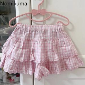 2025 Faldas Mujer De Moda 일본 여름 스커트 여성 하이 웨스트 Jupe Kawaii 자수 패션 격자 무늬 미니 Y2k 핑크 귀여운 스커트