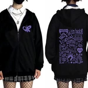Sour Guts 뱀파이어 지퍼 후드 남성 여성 의류 패션 지퍼 업 스웨터 하라주쿠 힙합 오버 사이즈 풀오버 자켓 코트