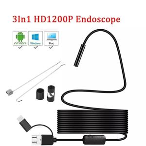 8mm 내시경 카메라 1200P HD USB 내시경 8 LED 1/2/5/10M 유연한 케이블 안드로이드 PC 용 방수 검사 내시경