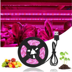 USB 5V LED 식물 조명 성장 LED 스트립, 1-5m 풀 스펙트럼 방수 LED 칩, 온실 꽃 묘목 수경 텐트