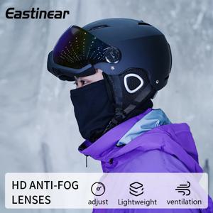 Eastinear 2024 새로운 야외 전문 스키 헬멧 따뜻한 충돌 방지 미러 캡 통합 남성 및 여성 스키 장비