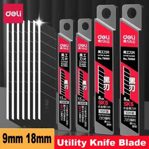 델리 30/50/100pcs 칼 블레이드 9mm 18mm SK5 금속 블레이드 홈 학교 용품 미술 공예 종이 상자 절단 유틸리티 칼 도구