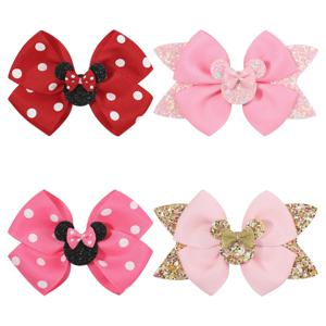 디즈니 미키 마우스 머리핀 아이 귀여운 미키 미니 스팽글 Bowknot 머리 장식 소녀 아기 귀여운 Bowknot 머리 장식 생일 선물