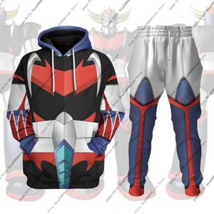 인기 Mazinger Z 애니메이션 로봇 3D 인쇄 후드 정장 남자 여자 Tracksuit 바지 2pcs 세트 새로운 어린이 풀오버 코스프레 까마귀
