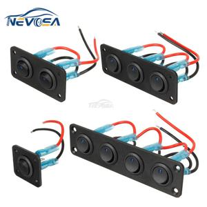 1-4 갱 토글 스위치 패널 12V USB 자동차 보트 해양 RV 트럭 파란색 LED 스타일링 액세서리 해양 로커 스위치 유니버설