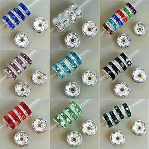 100Pcs 4/6/8/10mm 금속 크리스탈 비즈 라인 석 Rondelle 스페이서 비즈 보석 만들기 팔찌 목걸이 DIY 액세서리