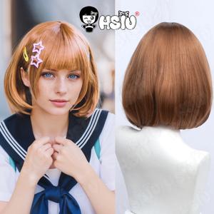 HSIU 코스프레 짧은 가발, 23 색, 35cm, 블랙, 화이트, 퍼플, 블루, 레드, 옐로우, 고온 섬유 합성 가발, 파티 코스프레 가발