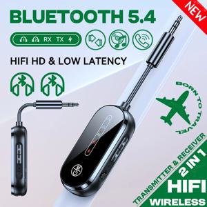 업그레이드 된 Bluetooth 5.4 AUX 수신기 송신기 3.5MM 마이크 HiFi 스테레오 음악 무선 오디오 어댑터 TV PC 비행기 자동차