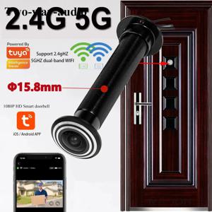 16mm 도어 와이파이 아이 카메라 5G 2.4G TUYA 직경 15.8mm 광각 보안 도어 틈 구멍 WiFi 무선 고양이 눈 카메라 P2P ONVIF