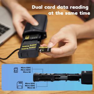 2 in 1 고속 읽기, 5Gbps 듀얼 카드 리더기, OTG 방수, 카드 슬롯 호환 컴퓨터 iPhone/Android 스마트폰